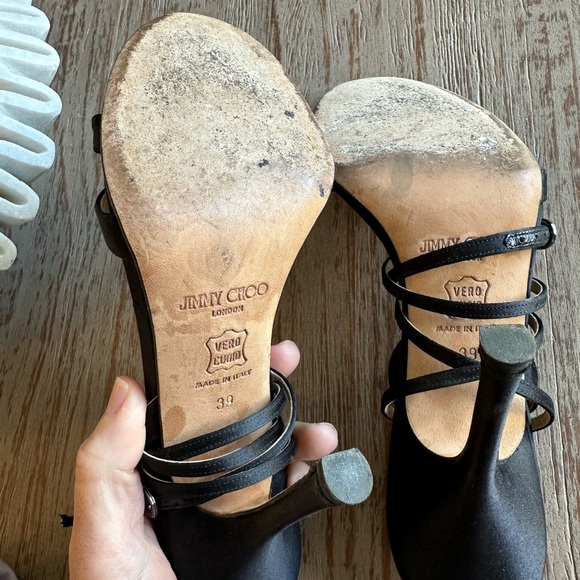 Jimmy Choo Black Satin Stiletto Heels 39 - Picture 6 of 12